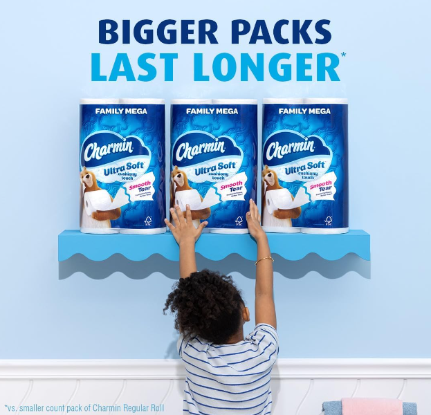 Charmin Ultra Soft Toilet Paper: 24 Mega Rolls = 123 Regular Rolls