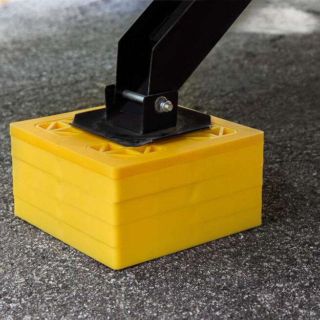 Camco FasTen RV Leveling Blocks: Interlocking Design, Customizable Height, Yellow, 10-Pack