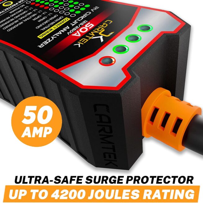 CARMTEK RV Surge Protector 50A - Integrated Circuit Analyzer & Surge Protection
