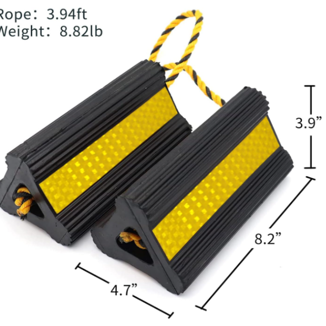 Sturdy Wheel Chocks [2 Pair 4 Pack] for Travel Trailers - Heavy Duty Rubber