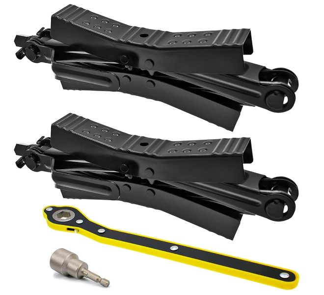 2Pcs Camper Wheel Chock Stabilizer: Heavy Duty RV Tire Lock + Wrench