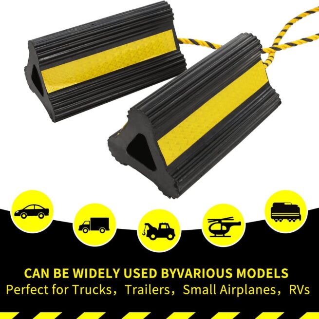 Sturdy Wheel Chocks [2 Pair 4 Pack] for Travel Trailers - Heavy Duty Rubber