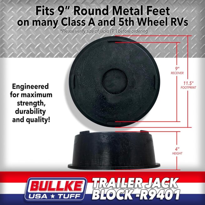 USA-Made Trailer Jack Block | Tested to 18,000 lbs | Stabilizing Pads