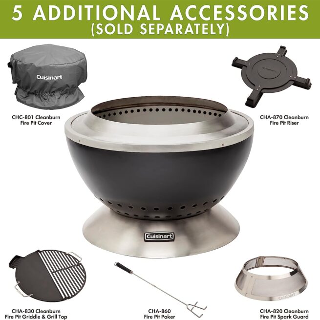 Cuisinart COH-800 Smokeless Fire Pit - 24" with Wind Guard & Removable Base