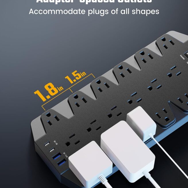 Superdanny Surge Protector: 18 Outlets, USB Ports | Black
