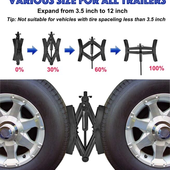 2Pcs Camper Wheel Chock Stabilizer: Heavy Duty RV Tire Lock + Wrench