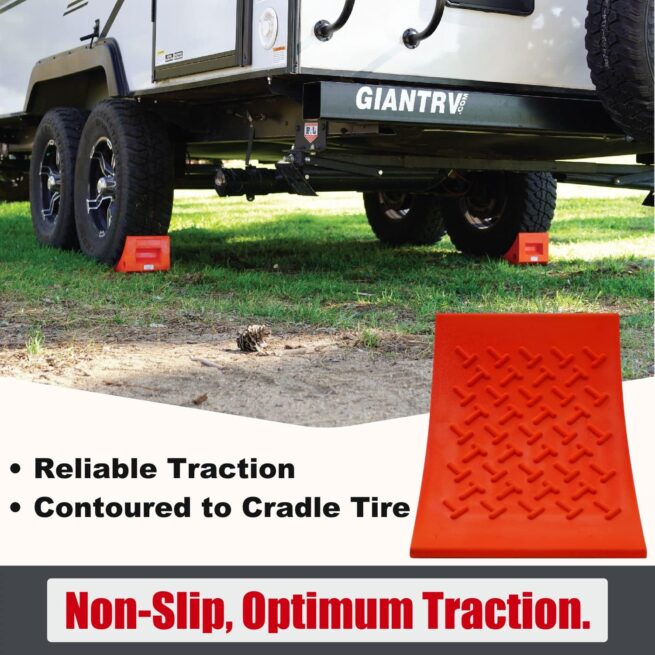 SECURITYMAN Wheel Chocks (2 Pack) - Non-Slip Rubber for Trailers, RVs - Orange