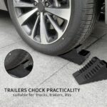 Heavy Duty Rubber Wheel Chocks - 2 Pack Black, 8.6" x 3.7" x 4.7" - Car, RV, Truck