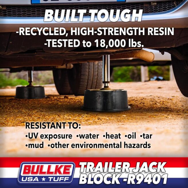 USA-Made Trailer Jack Block | Tested to 18,000 lbs | Stabilizing Pads