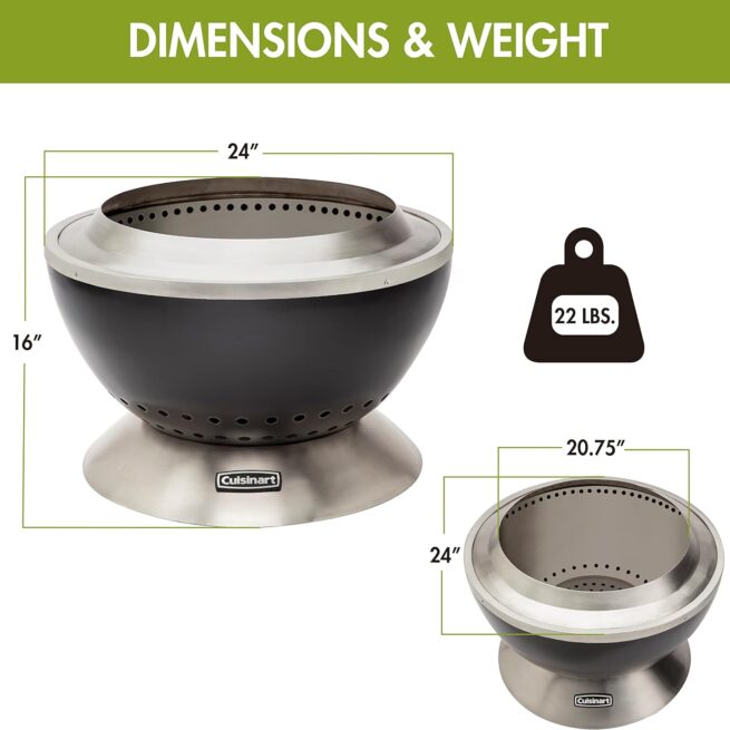 Cuisinart COH-800 Smokeless Fire Pit - 24" with Wind Guard & Removable Base
