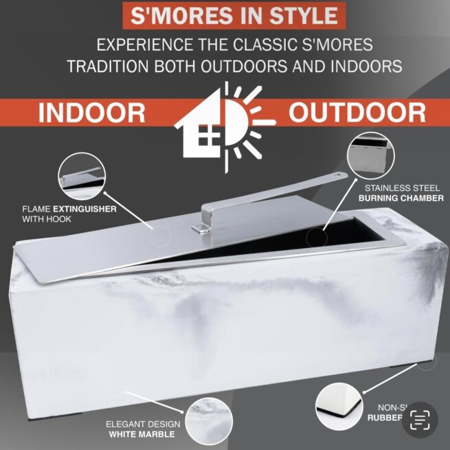 Tabletop Fire Pit Concrete, Smokeless, Marble - Personal Fireplace