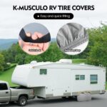 K-Musculo RV Tire Covers: Heavy-Duty Leather, 2 Pack, 30"-32" Dia - Gray