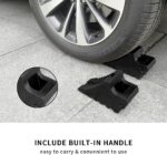 Heavy Duty Rubber Wheel Chocks - 2 Pack Black, 8.6" x 3.7" x 4.7" - Car, RV, Truck