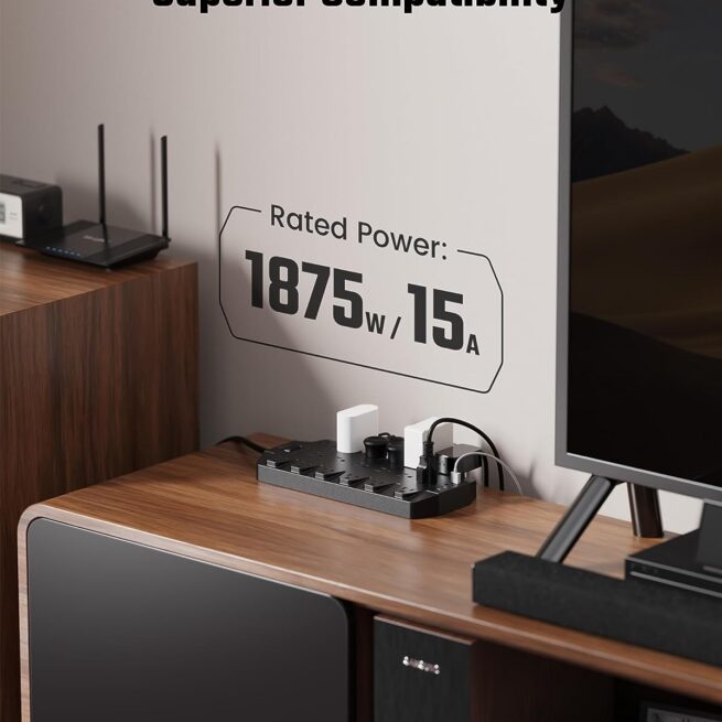 Superdanny Surge Protector: 18 Outlets, USB Ports | Black