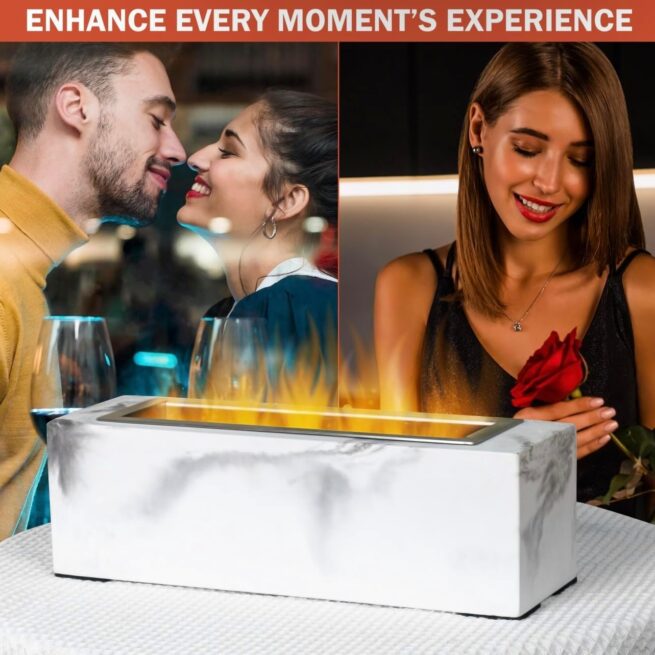 Tabletop Fire Pit Concrete, Smokeless, Marble - Personal Fireplace