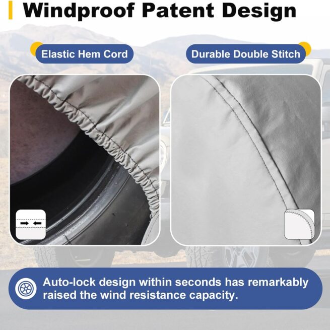 Explore Land Tire Covers 4 Pack - Tough Wheel Protector for Truck, SUV, Trailer
