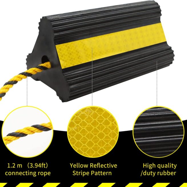 Sturdy Wheel Chocks [2 Pair 4 Pack] for Travel Trailers - Heavy Duty Rubber