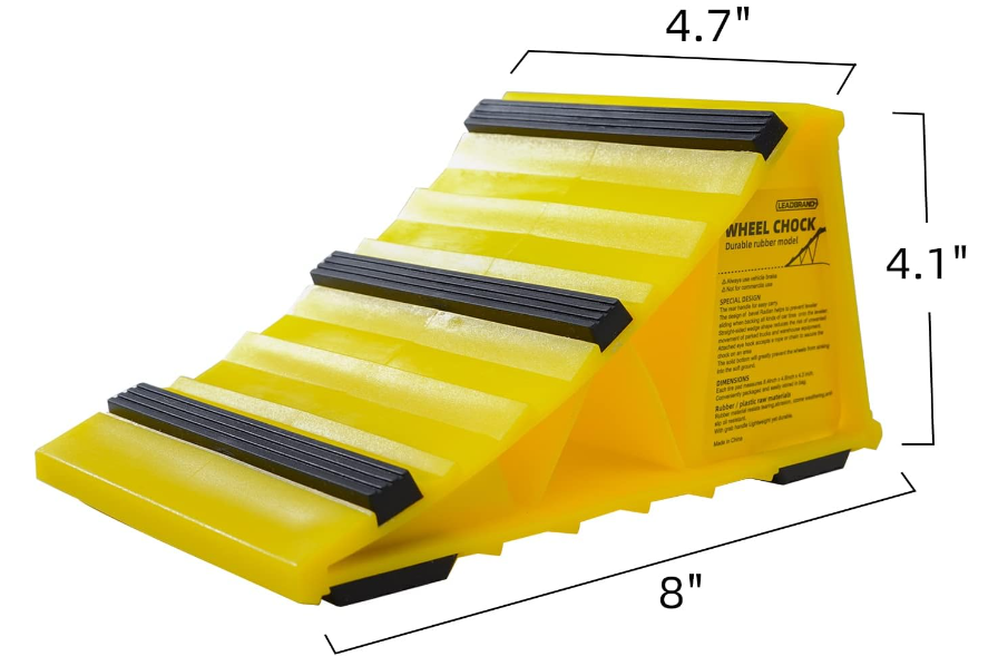 LEAD BRAND Wheel Chocks: Non Slip Base, RV&Trailer, L8xW4.7xH4.1, Pack of 2