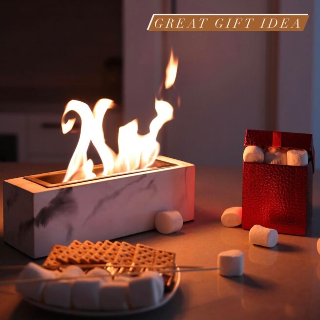 Tabletop Fire Pit Concrete, Smokeless, Marble - Personal Fireplace