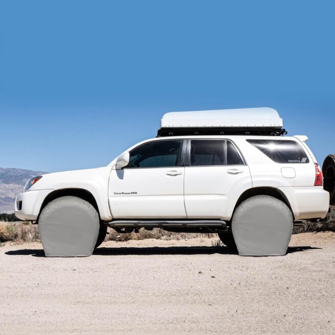 Explore Land Tire Covers 4 Pack - Tough Wheel Protector for Truck, SUV, Trailer