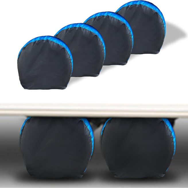 4-Pack Waterproof Tire Covers: Anti-UV Protection for RV, Truck, SUV & Trailer