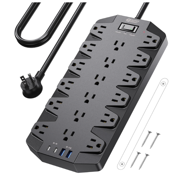 Superdanny Surge Protector: 18 Outlets, USB Ports | Black