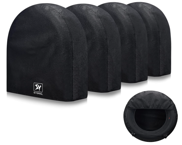 4-Pack Upgraded 5-Layer Nonwoven RV Tire Covers, Waterproof & Anti-UV, 30-32 (L), Black
