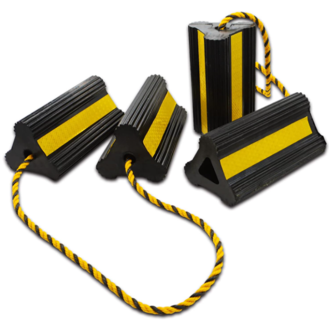 Sturdy Wheel Chocks [2 Pair 4 Pack] for Travel Trailers - Heavy Duty Rubber