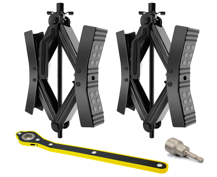 2Pcs Camper Wheel Chock Stabilizer: Heavy Duty RV Tire Lock + Wrench