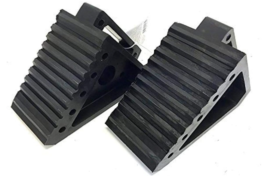 MAXXHAUL 70472: 2-Pack Heavy Duty Black Wheel Chocks, Solid Rubber, 8"x4"x6
