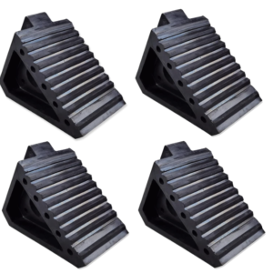Premium 4-Pack Rubber Wheel Chocks for Car, RV, Truck & ATV - 8x4x6 Black