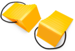 Camco Wheel Chock w/ Rope: Secure Trailer/RV, Easy Removal, Pack of 2 - 44471, Yellow