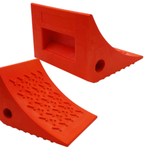 SECURITYMAN Wheel Chocks (2 Pack) - Non-Slip Rubber for Trailers, RVs - Orange