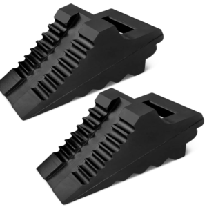 Heavy Duty Rubber Wheel Chocks - 2 Pack Black, 8.6" x 3.7" x 4.7" - Car, RV, Truck